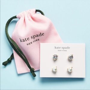 Kate Spade Rise and Shine Earring Set- Pearl and Cubic Zirconia - Brand New